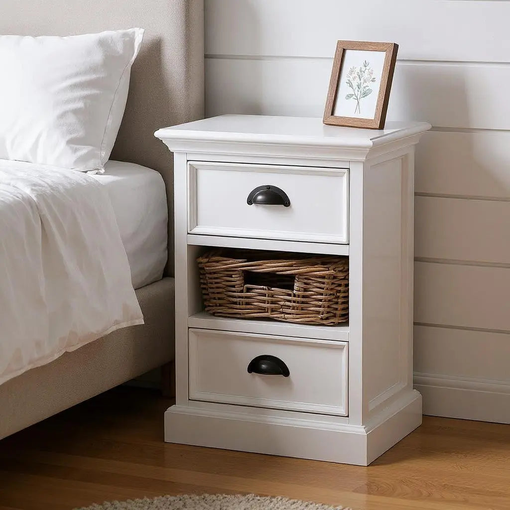 24" White Solid Wood Two Drawer Nightstand - GreatEagleInc