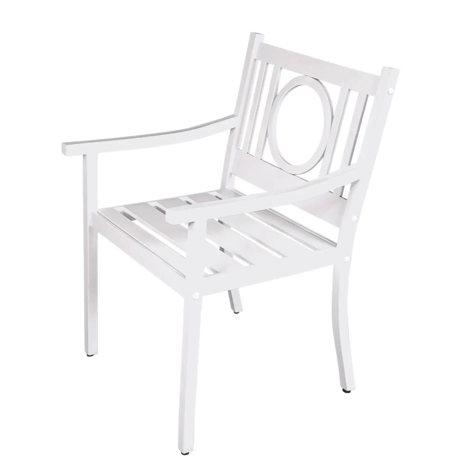 24" White Steel Geo Back Outdoor Arm Chair Homeroots Outdoor