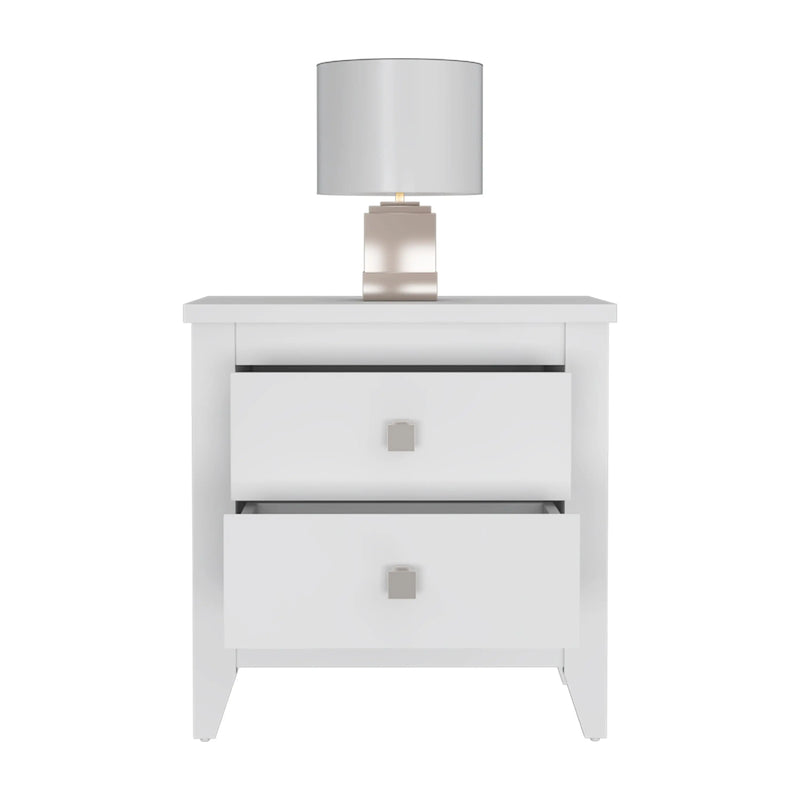 24" White Two Drawer Faux Wood Nightstand Homeroots Bed & Bath