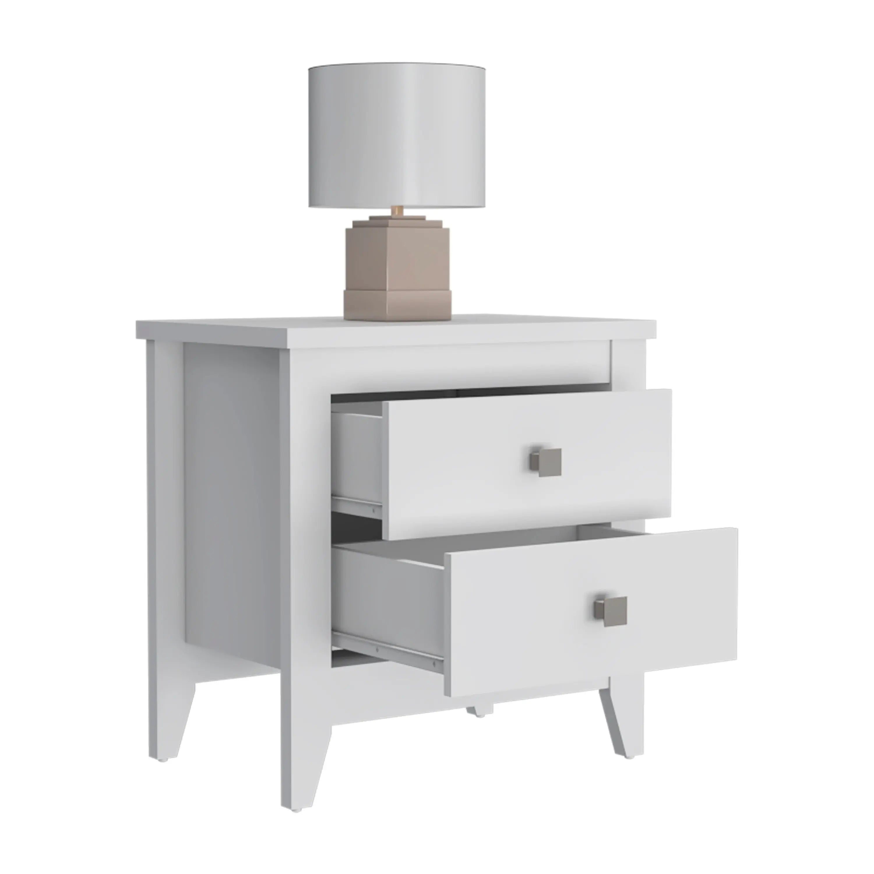 24" White Two Drawer Faux Wood Nightstand Homeroots Bed & Bath