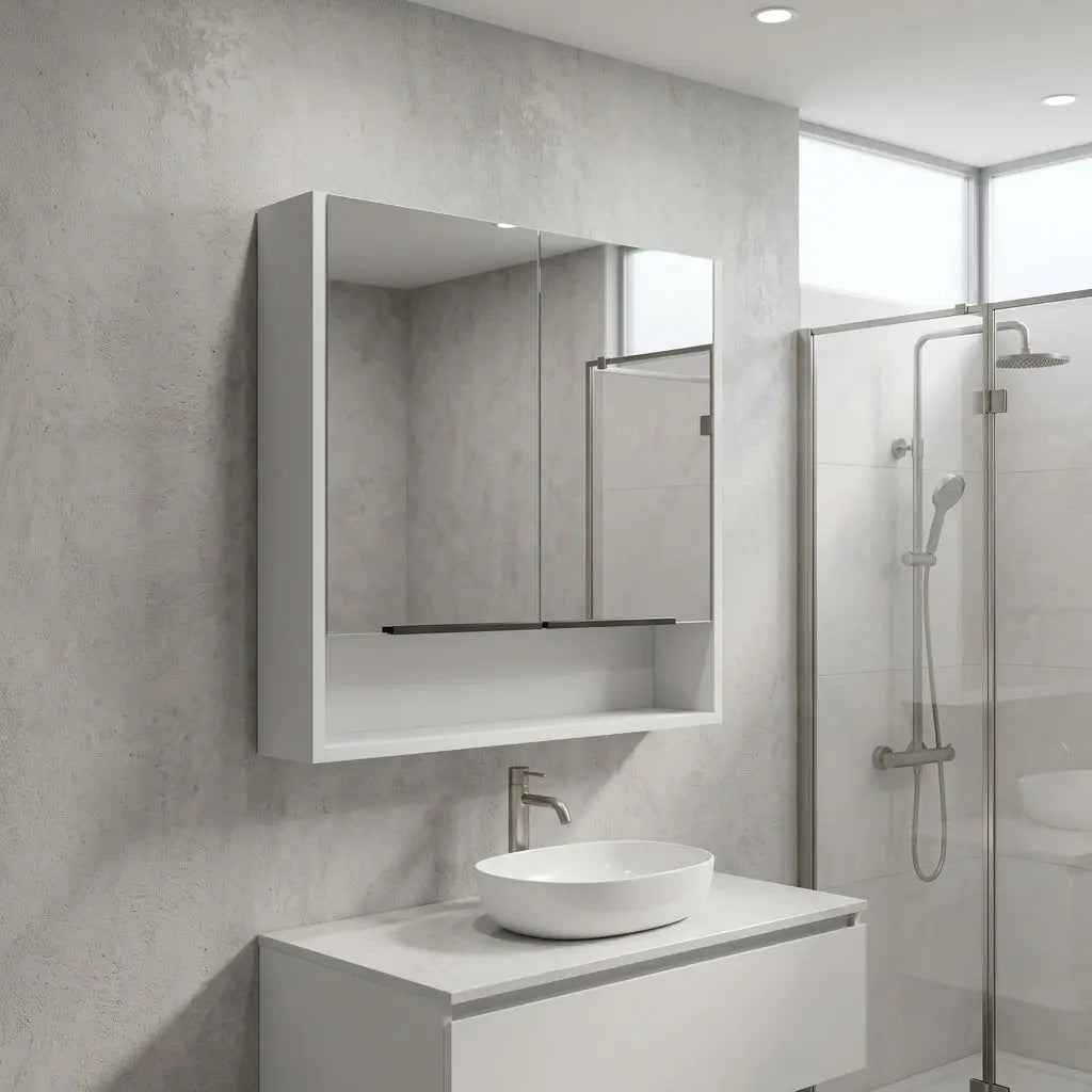 24" White Wood Floating Single Door Bathroom Vanity And Medicine Cabinet With Mirror Homeroots Bed & Bath