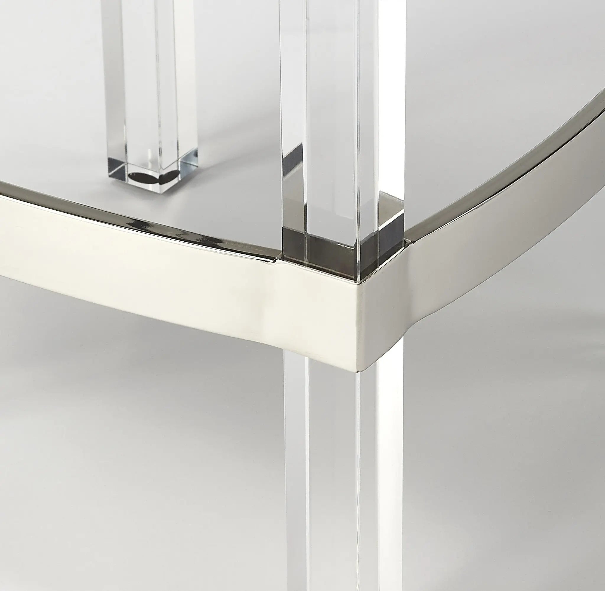 24" White and Clear Stainless Steel and Acrylic Backless Counter Height Bar Chair Homeroots Living Room
