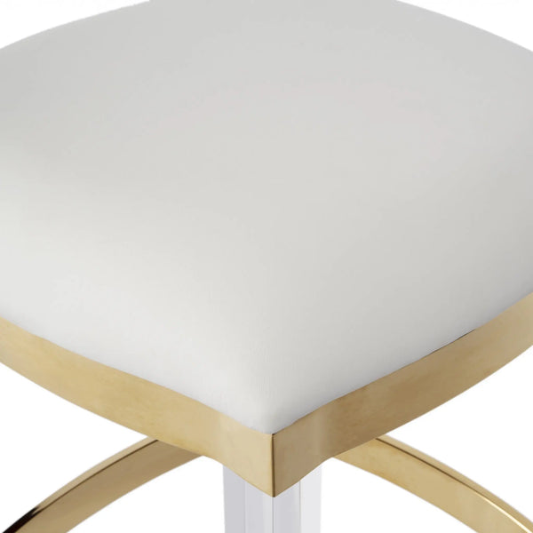 24" White and Clear Stainless Steel and Steel Backless Counter Height Bar Chair - GreatEagleInc