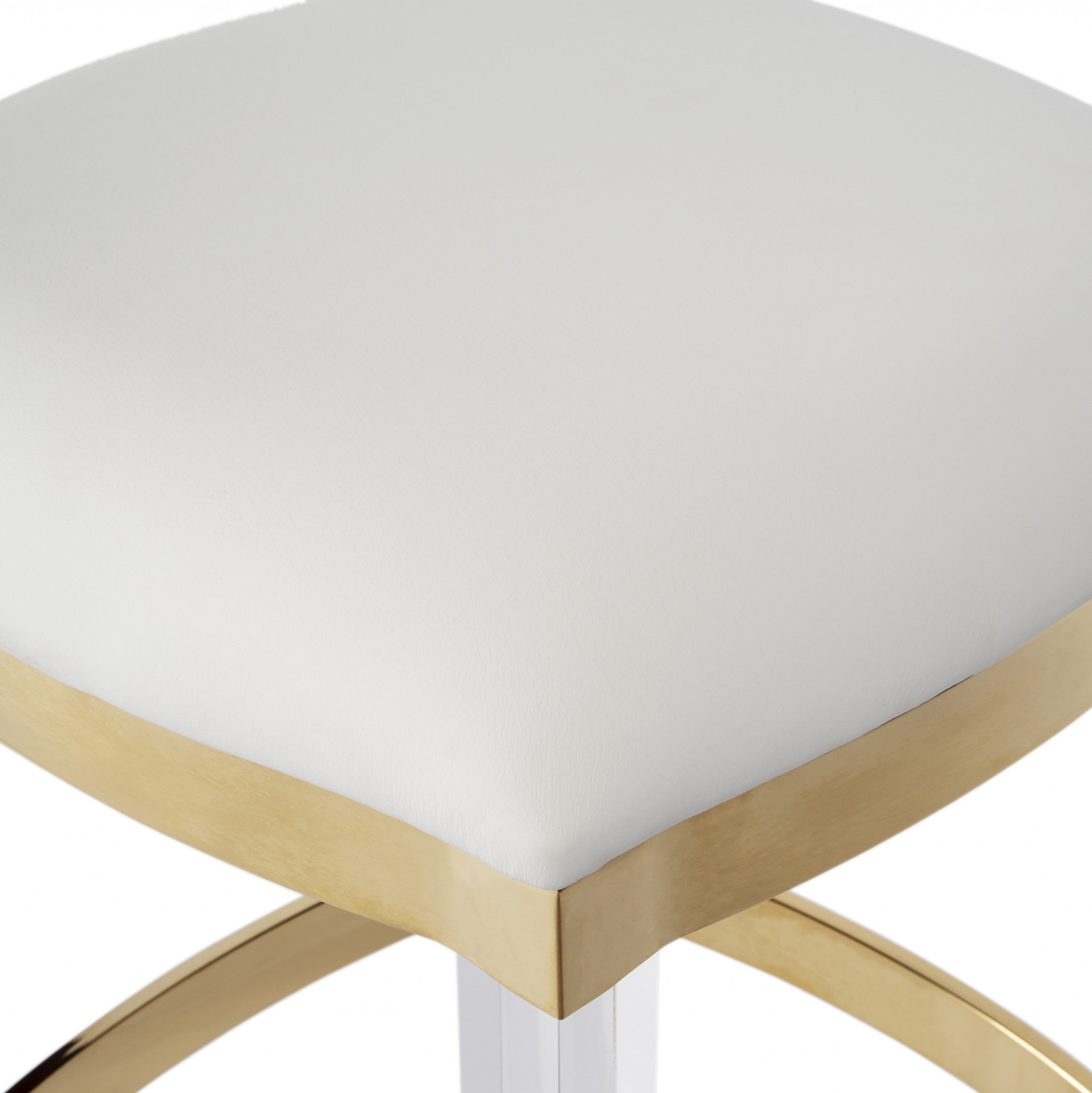 24" White and Clear Stainless Steel and Steel Backless Counter Height Bar Chair - GreatEagleInc