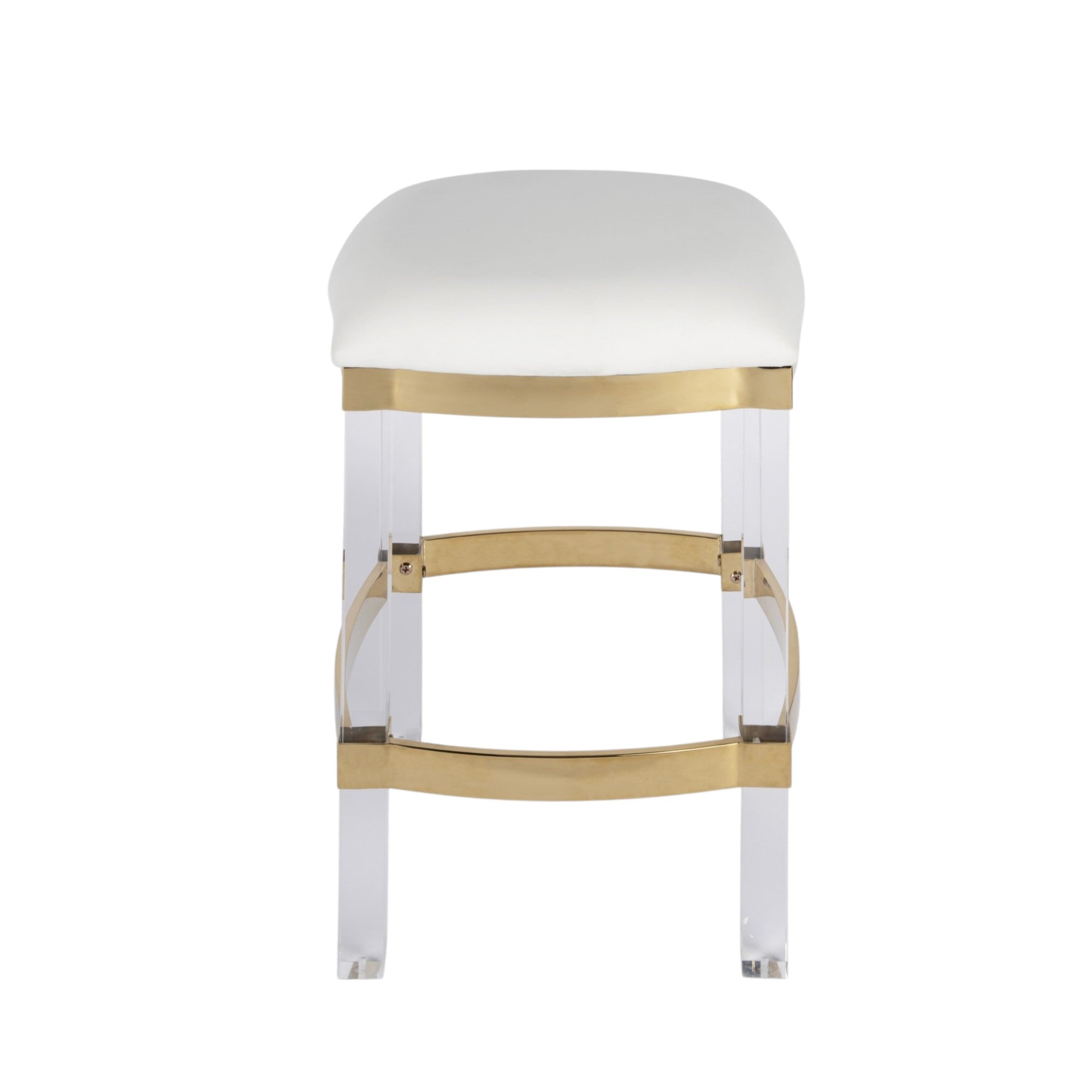 24" White and Clear Stainless Steel and Steel Backless Counter Height Bar Chair - GreatEagleInc