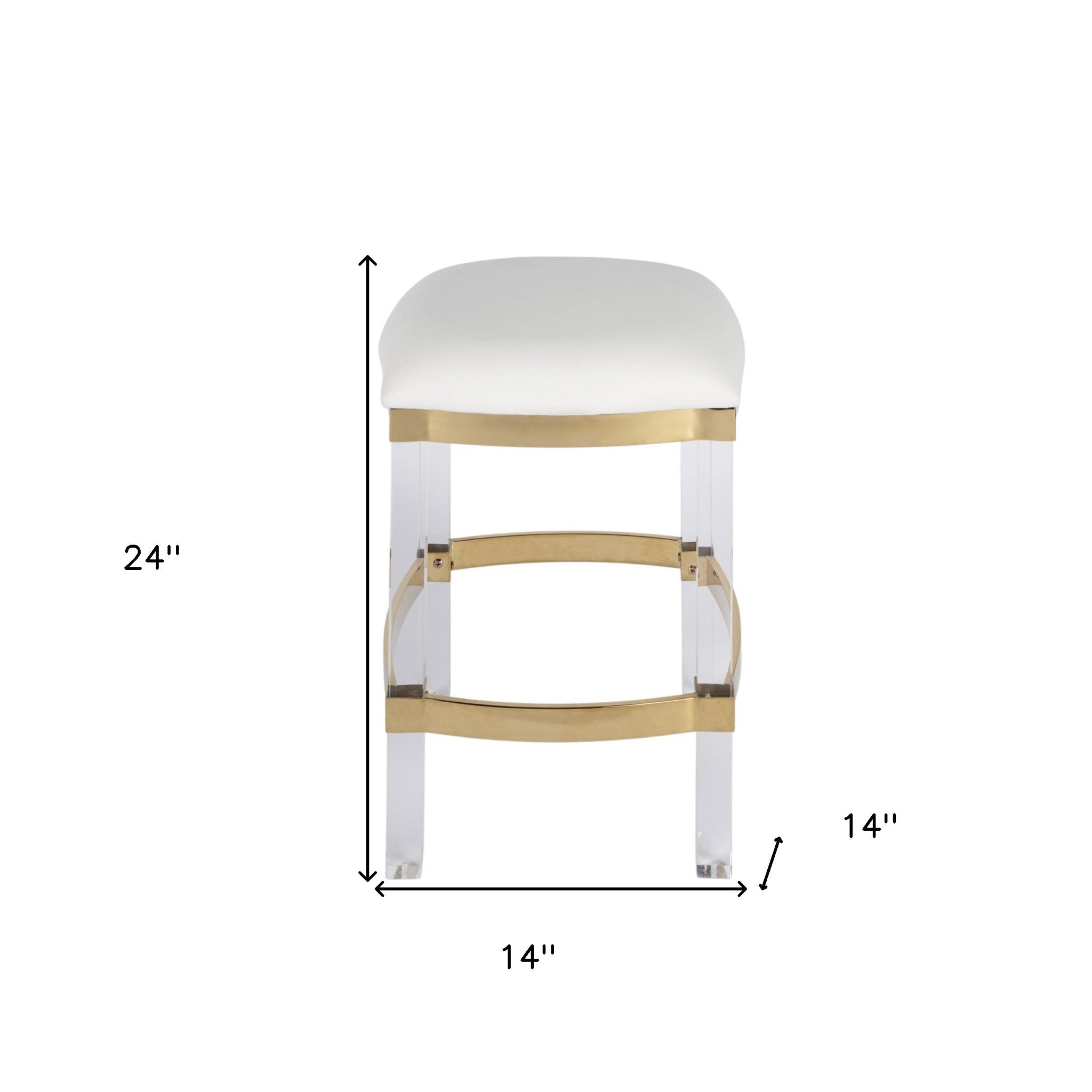 24" White and Clear Stainless Steel and Steel Backless Counter Height Bar Chair - GreatEagleInc
