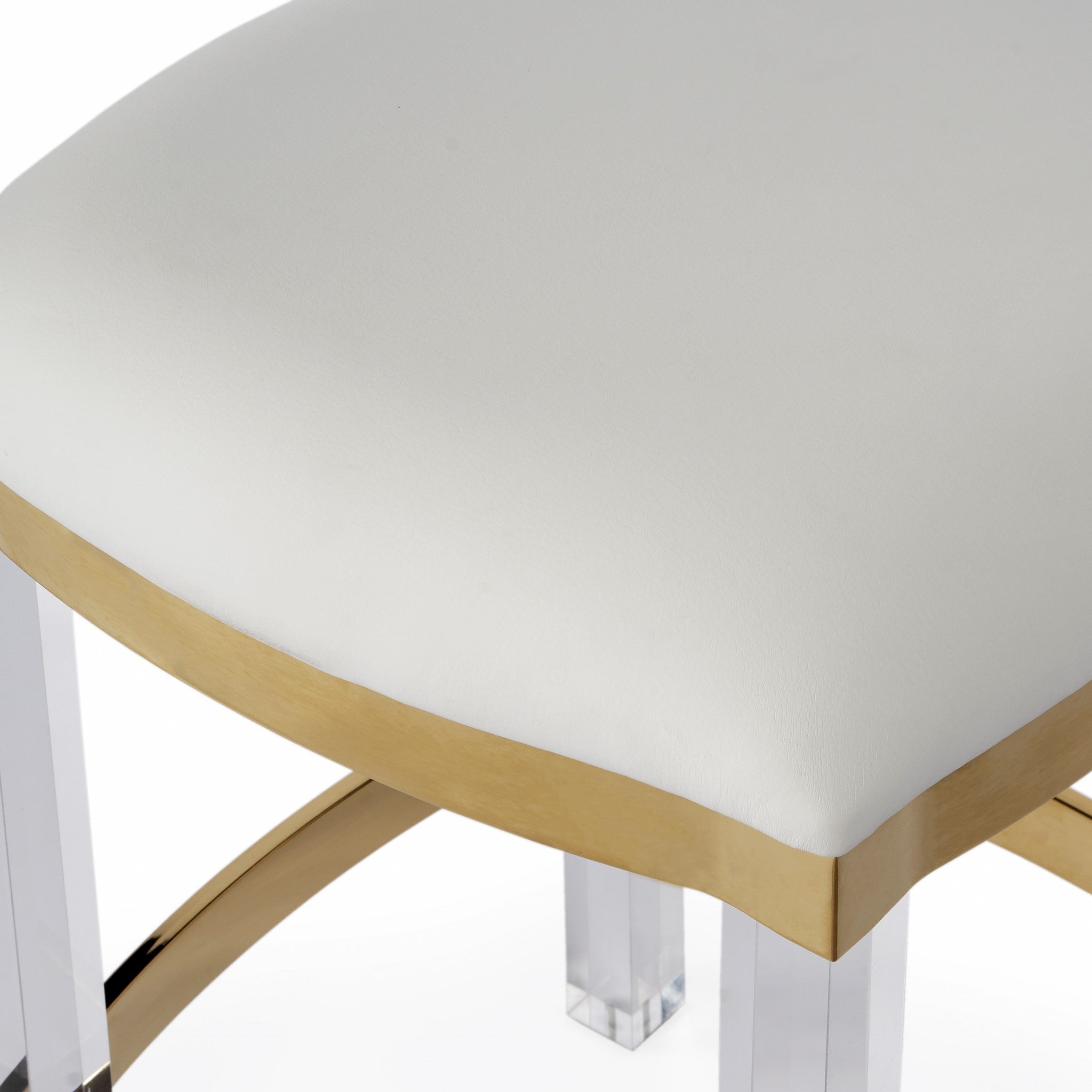 24" White and Clear Stainless Steel and Steel Backless Counter Height Bar Chair - GreatEagleInc