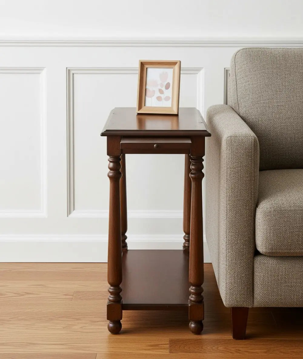 24" Wood Brown End Table With Shelf Homeroots Living Room