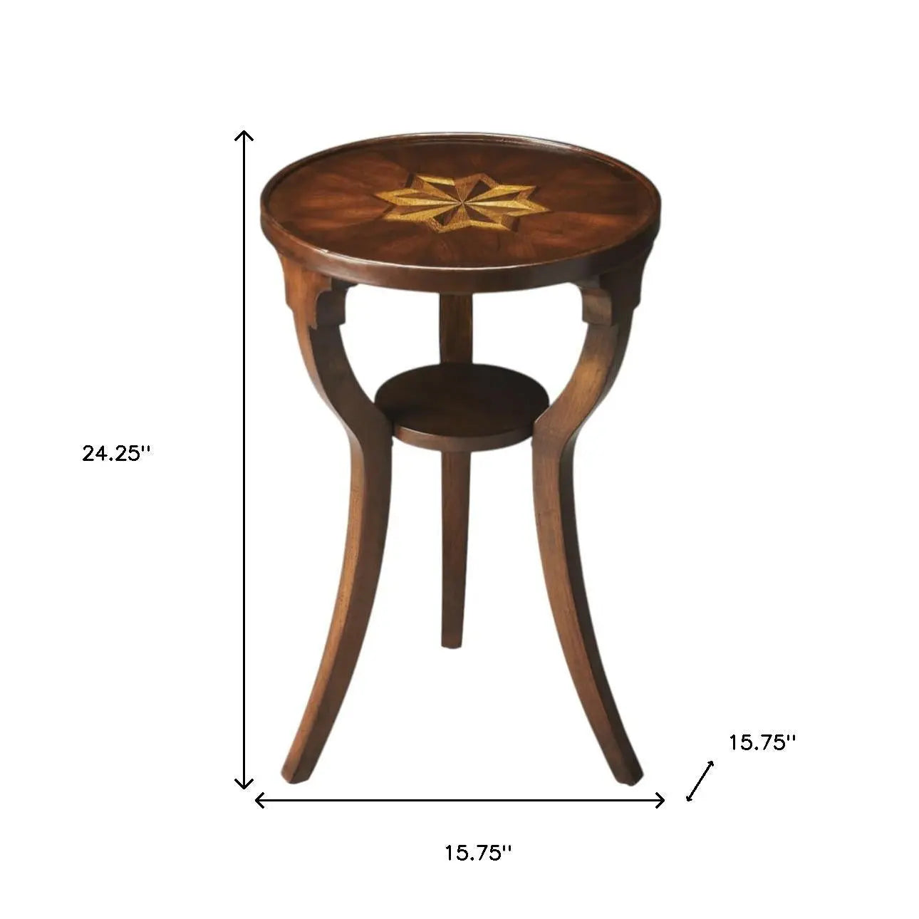 24" Wood Brown Wood And Solid Wood Round End Table With Shelf Homeroots Living Room