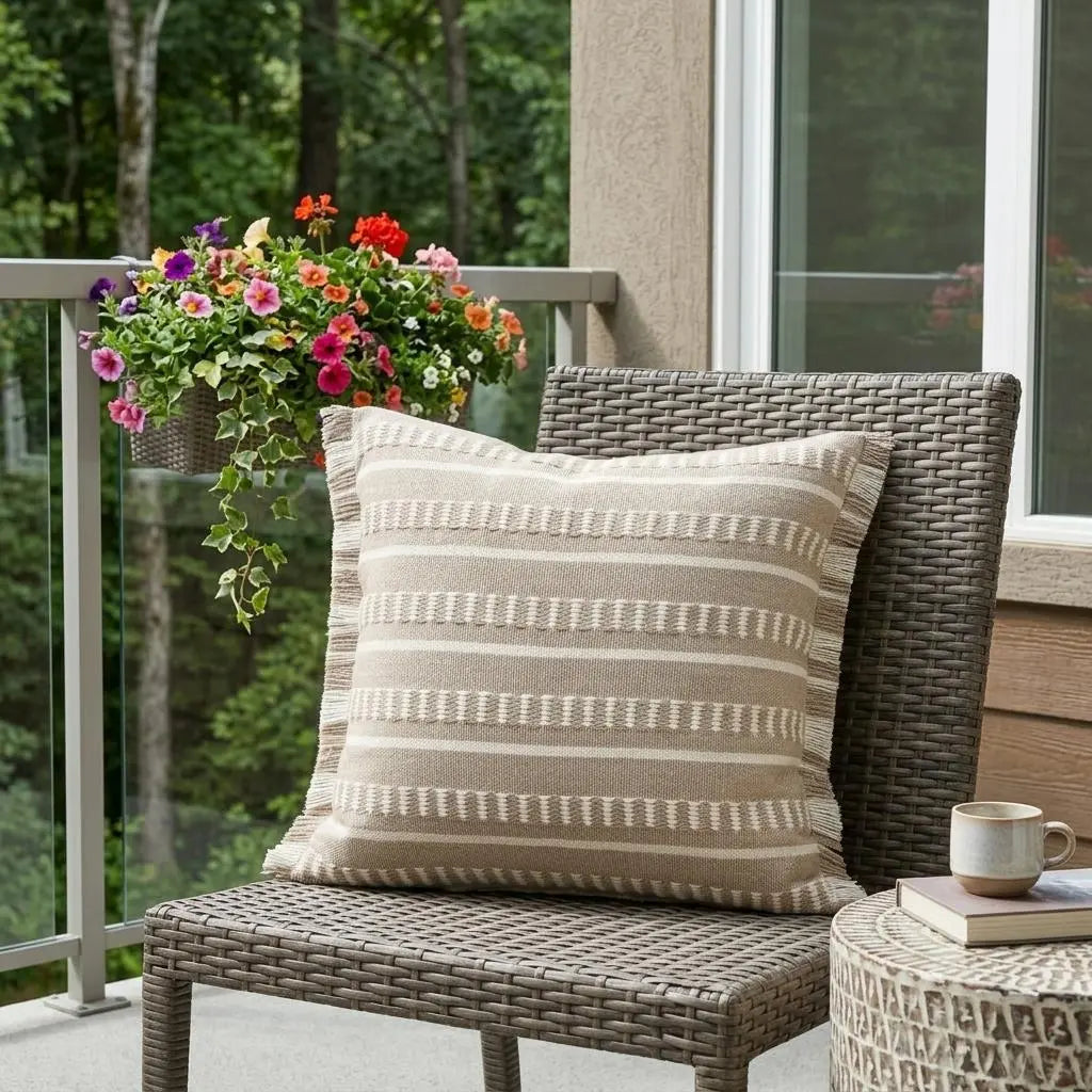 24" X 24" Tan Zippered Coastal Indoor Outdoor Throw Pillow Homeroots Outdoor