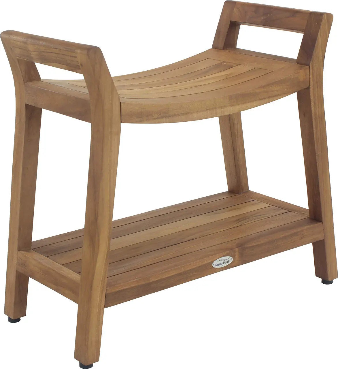 24" X 26" Brown Teak Rectangular Shower Bench With Shelf Homeroots Bed & Bath