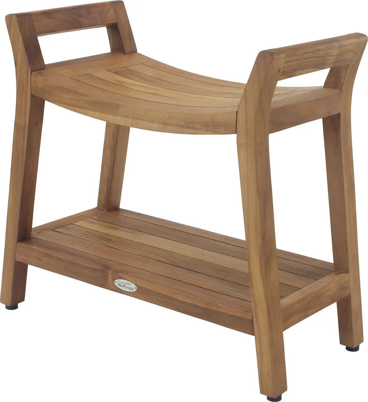 24" X 26" Brown Teak Rectangular Shower Bench With Shelf Homeroots Bed & Bath