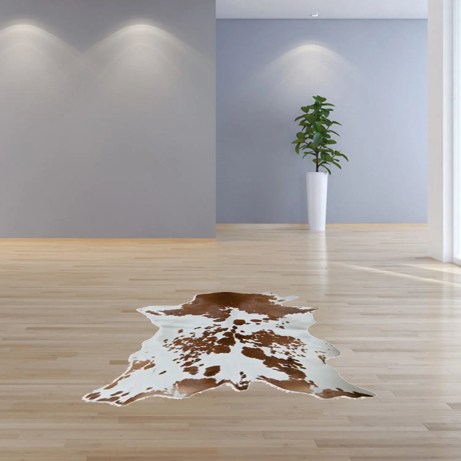 24" X 36" Salt And Pepper, Brown And White Calfskin - Area Rug Homeroots Home Decor