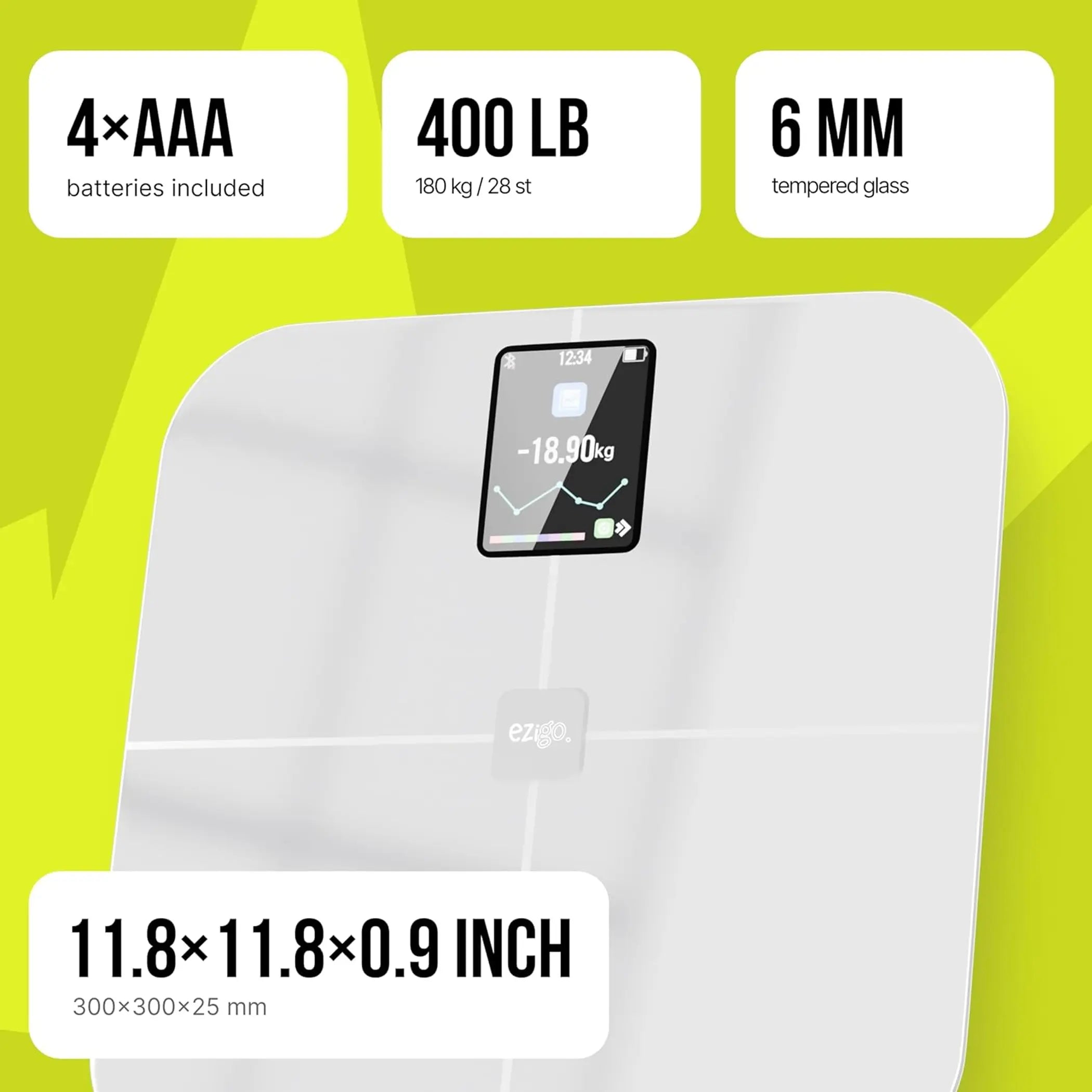 25 Metrics EziGo White Digital Bathroom Smart Scale with BMI EziGo