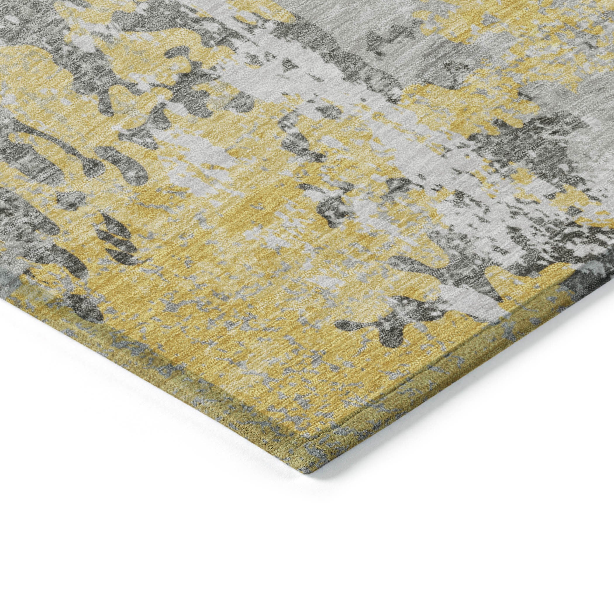 5' X 8' Yellow And Ivory Abstract Washable Indoor Outdoor Area Rug - GreatEagleInc