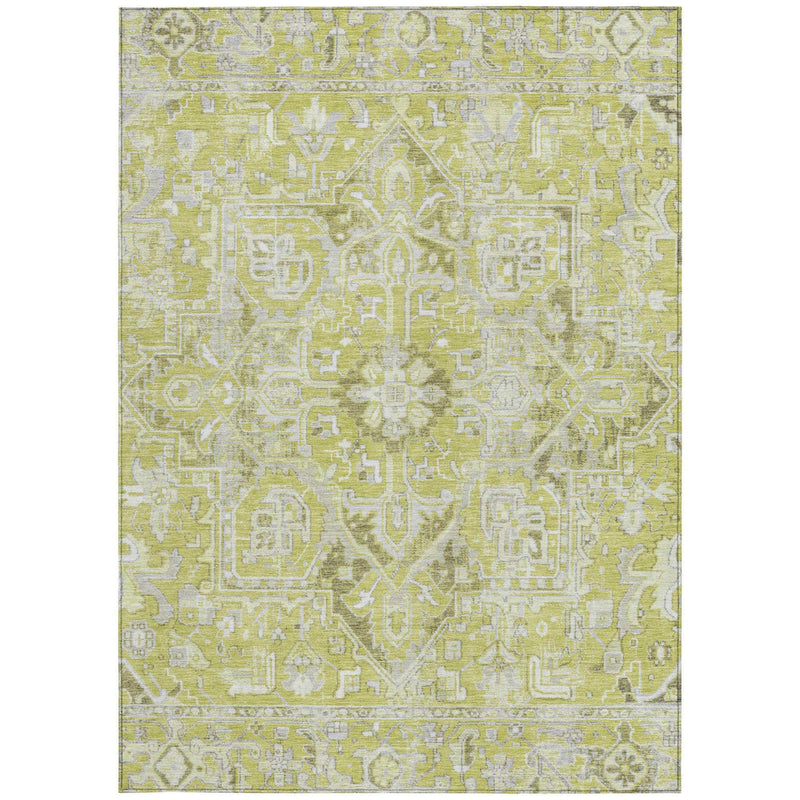 10' X 14' Artichoke Green Oriental Washable Non Skid Indoor Outdoor Area Rug - GreatEagleInc