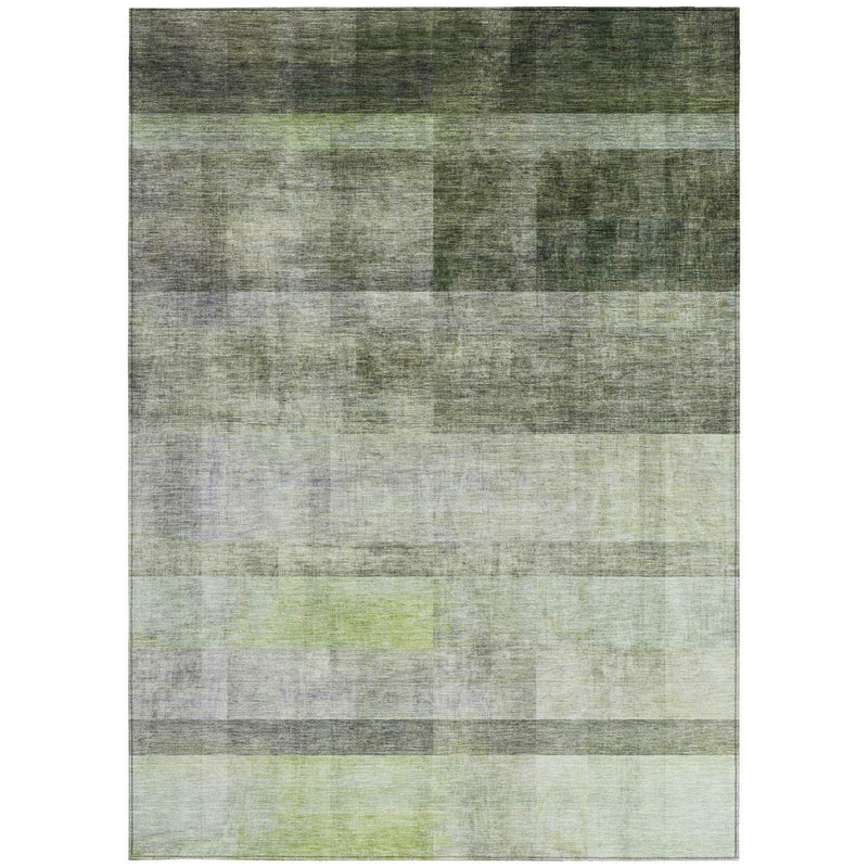 8' X 10' Olive Green Ombre Washable Non Skid Indoor Outdoor Area Rug - GreatEagleInc