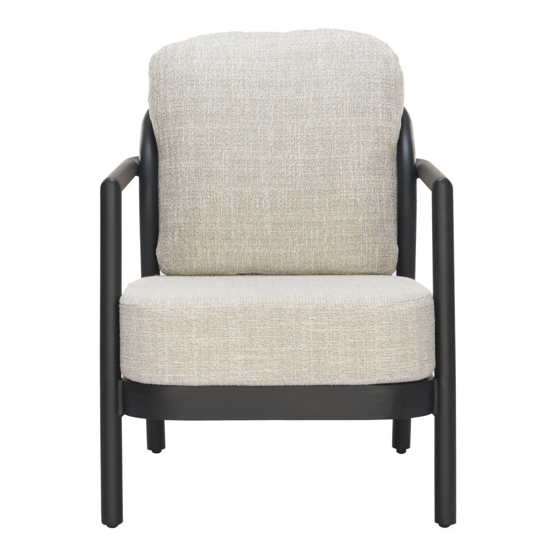 25" Beige and Black Fabric Arm Chair Homeroots Living Room