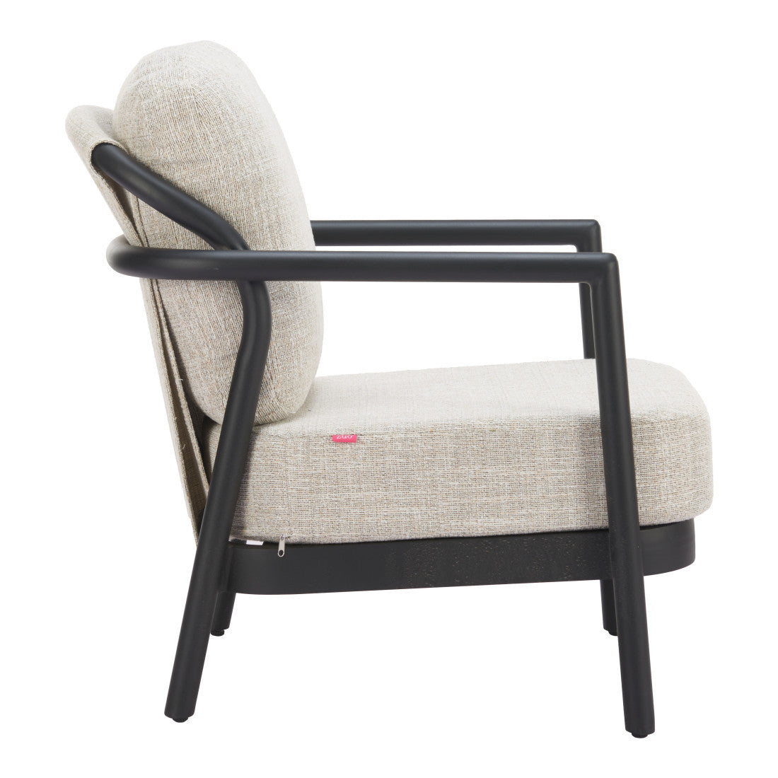 25" Beige and Black Fabric Arm Chair Homeroots Living Room