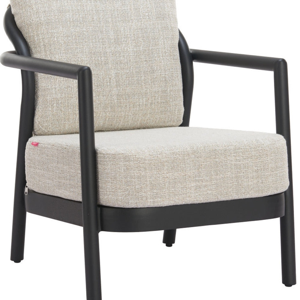 25" Beige and Black Fabric Arm Chair Homeroots Living Room