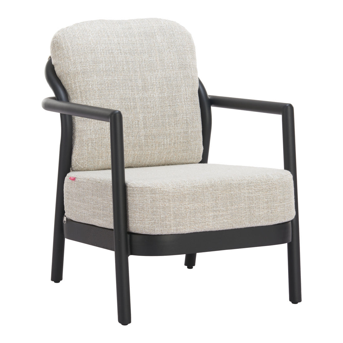25" Beige and Black Fabric Arm Chair Homeroots Living Room