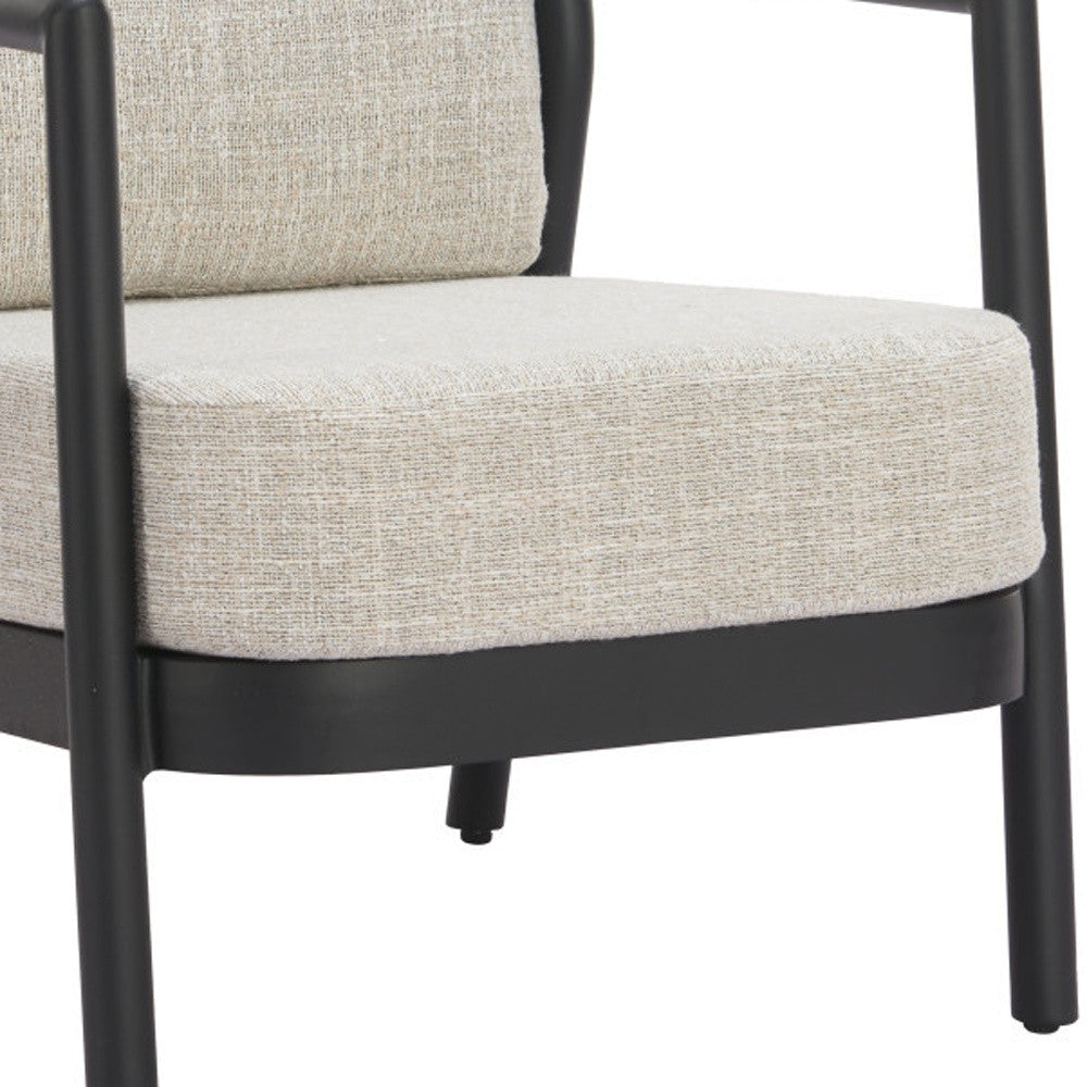25" Beige and Black Fabric Arm Chair Homeroots Living Room