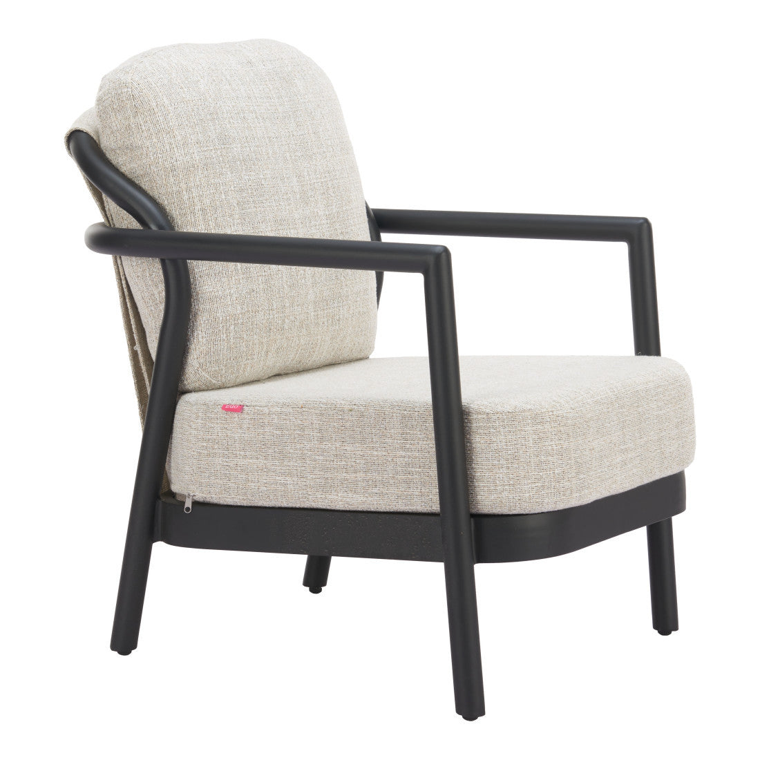 25" Beige and Black Fabric Arm Chair Homeroots Living Room
