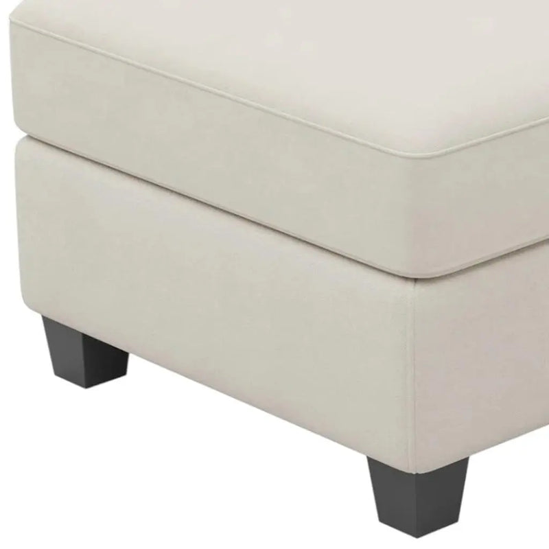25" Beige and Black Velvet Storage Ottoman Homeroots Living Room
