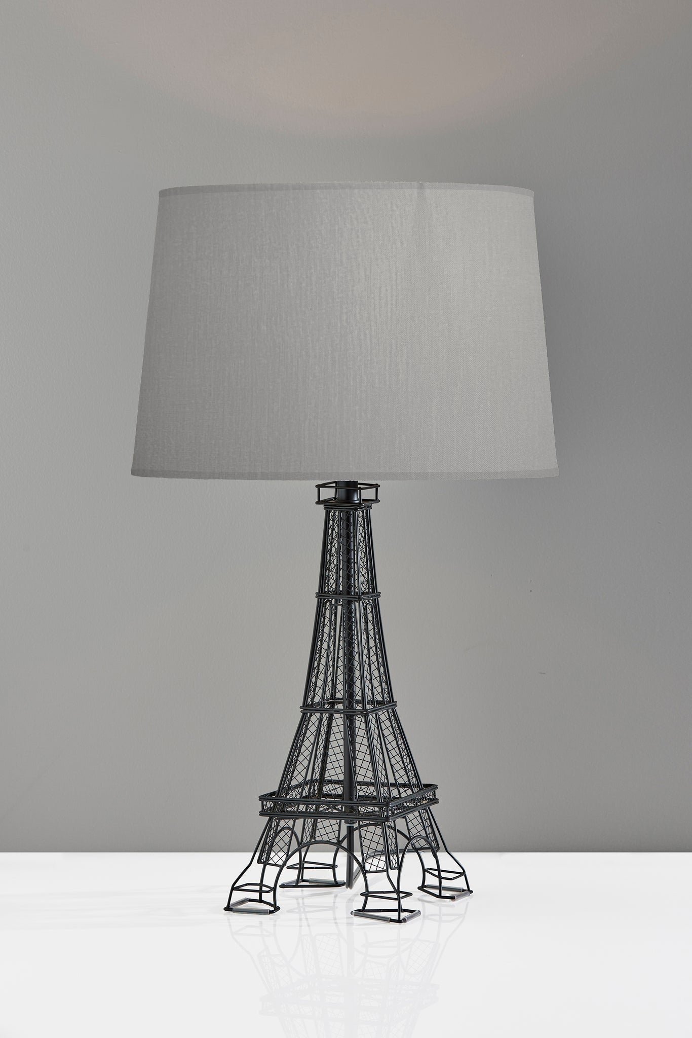 25" Black Acrylic Paris Desk Table Lamp With Gray Drum Shade - GreatEagleInc