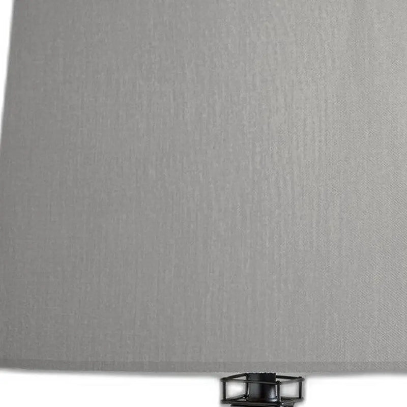 25" Black Acrylic Paris Desk Table Lamp With Gray Drum Shade - GreatEagleInc