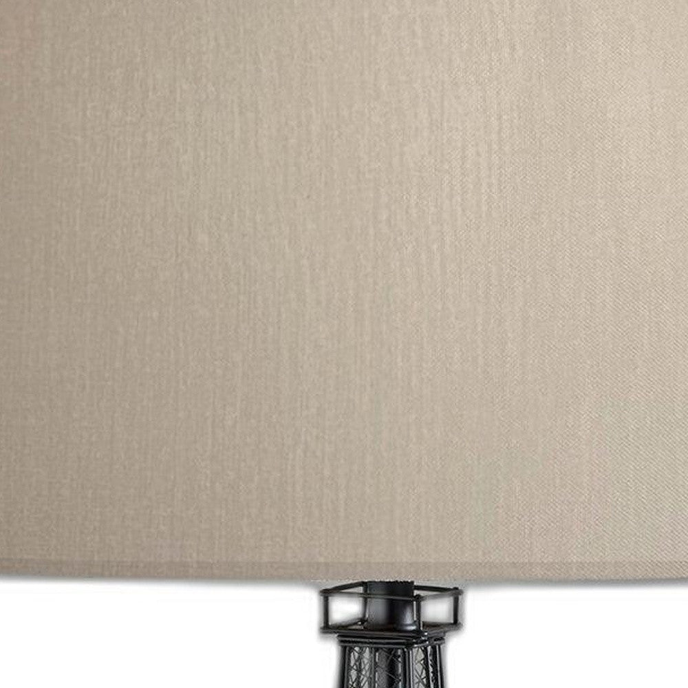 25" Black Acrylic Paris Desk Table Lamp With White Drum Shade - GreatEagleInc
