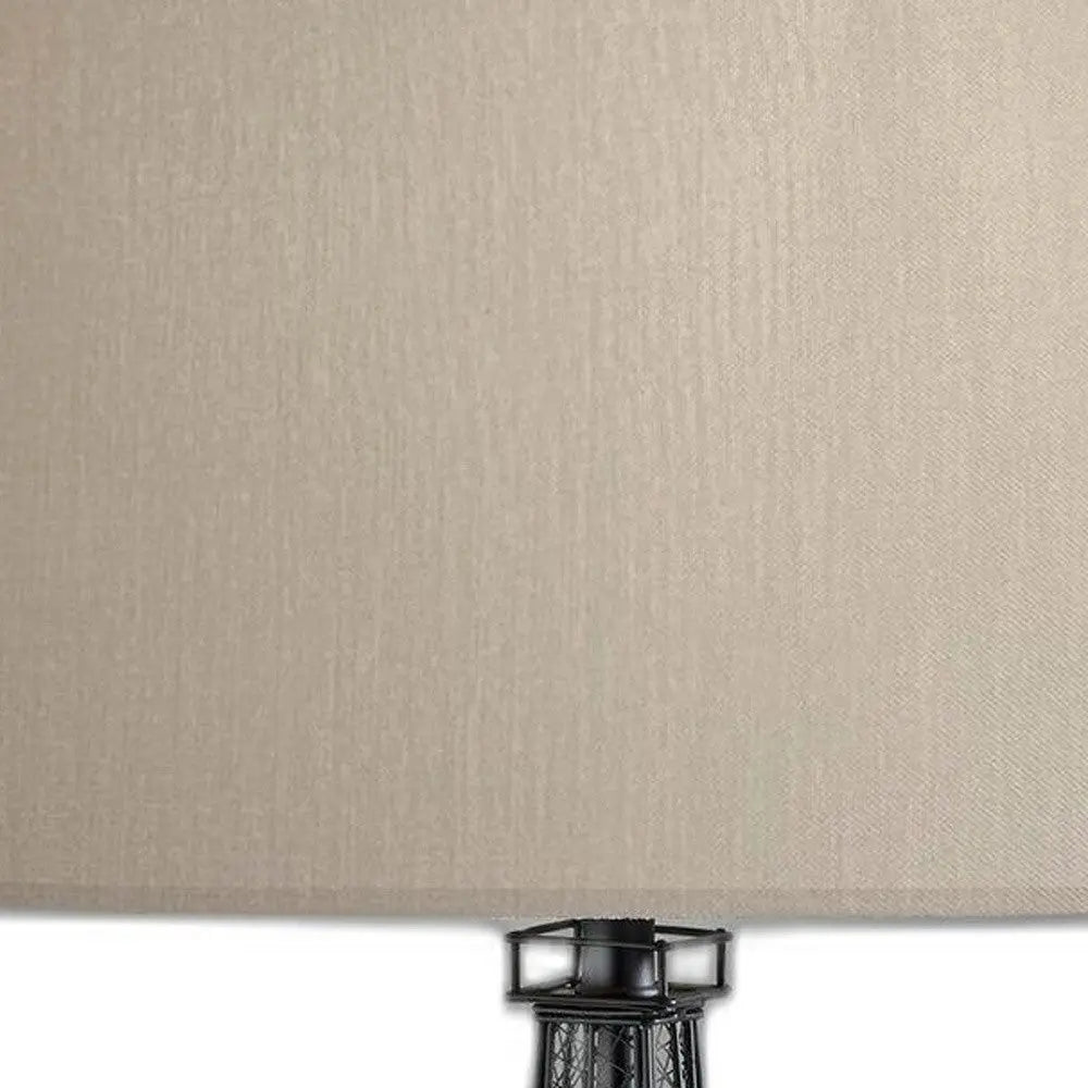 25" Black Acrylic Paris Desk Table Lamp With White Drum Shade - GreatEagleInc