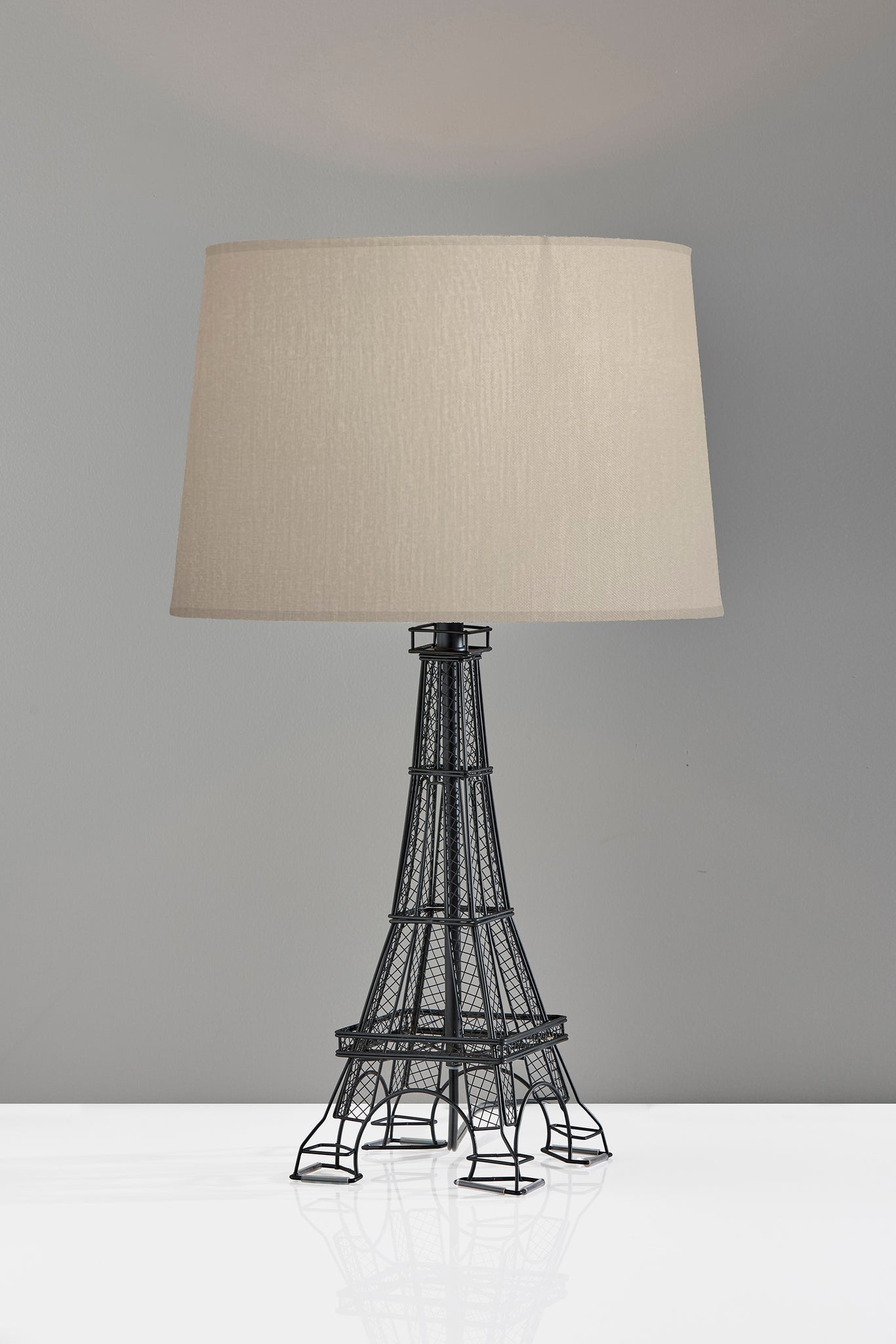 25" Black Acrylic Paris Desk Table Lamp With White Drum Shade - GreatEagleInc