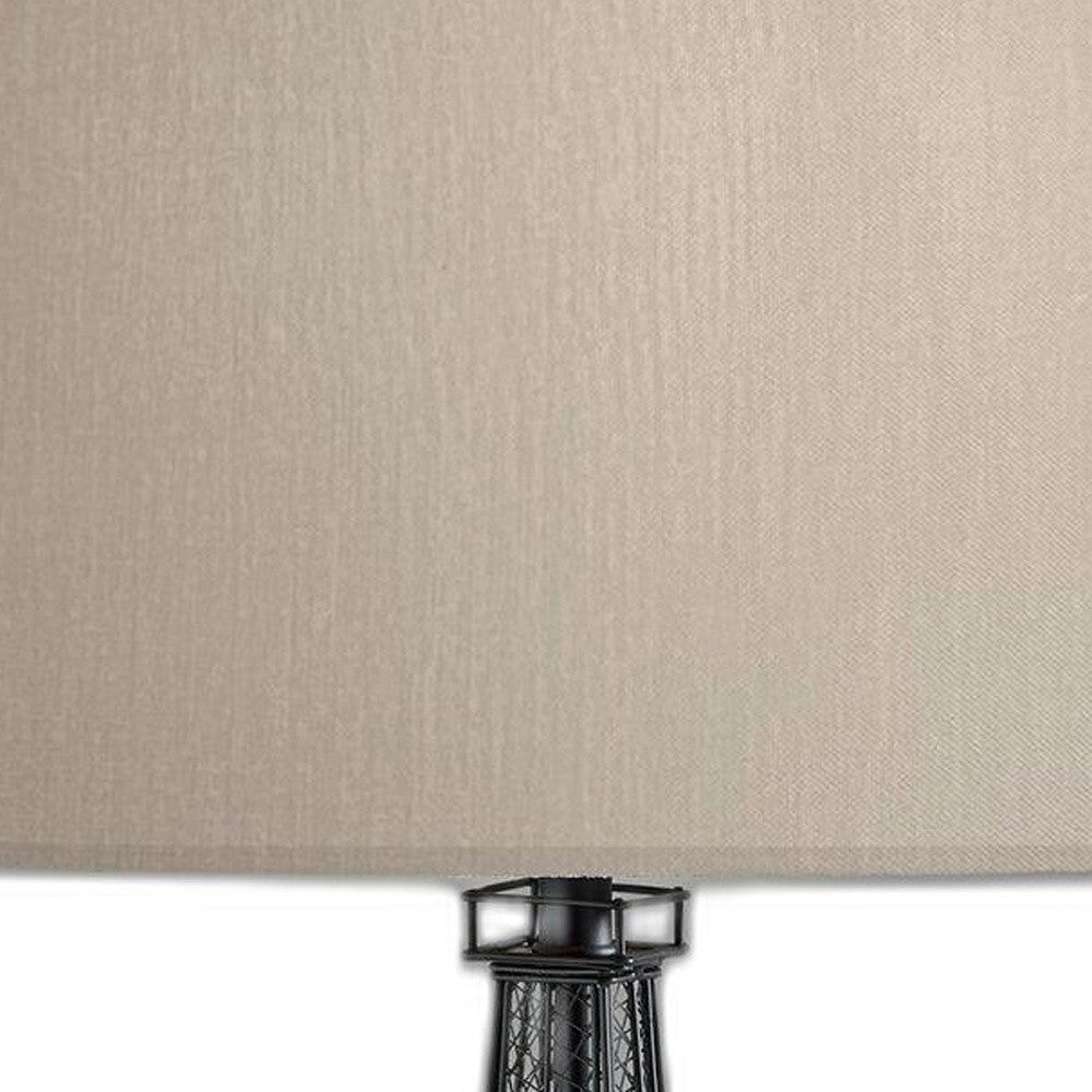 25" Black Acrylic Paris Desk Table Lamp With White Drum Shade - GreatEagleInc