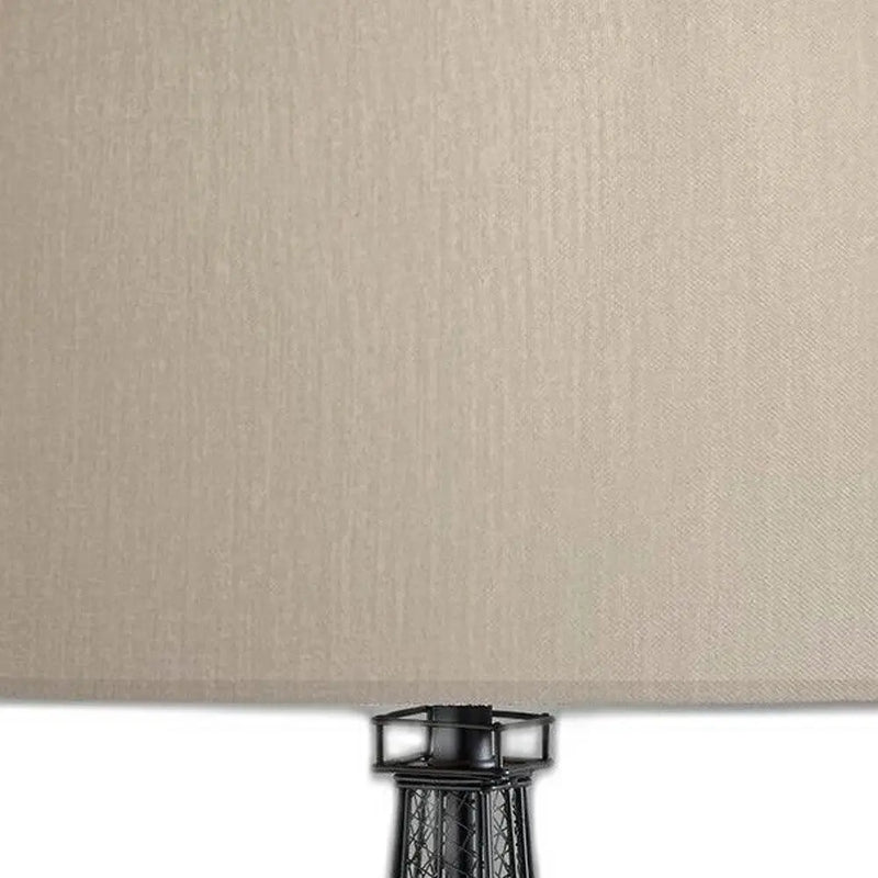 25" Black Acrylic Paris Desk Table Lamp With White Drum Shade - GreatEagleInc