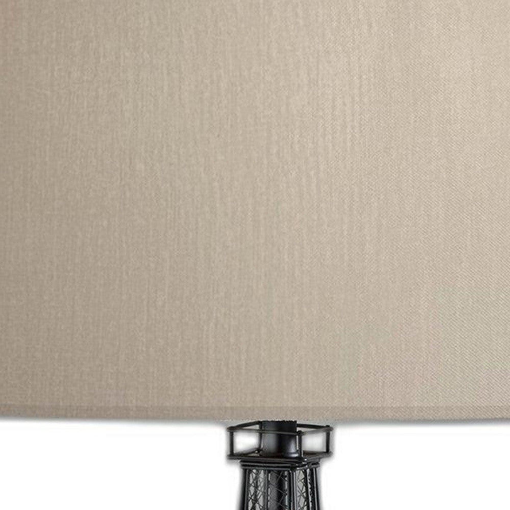 25" Black Acrylic Paris Desk Table Lamp With White Drum Shade - GreatEagleInc