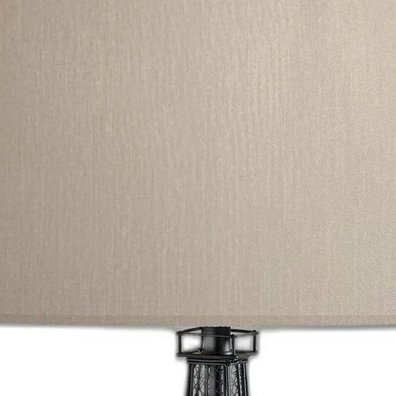 25" Black Acrylic Paris Desk Table Lamp With White Drum Shade - GreatEagleInc