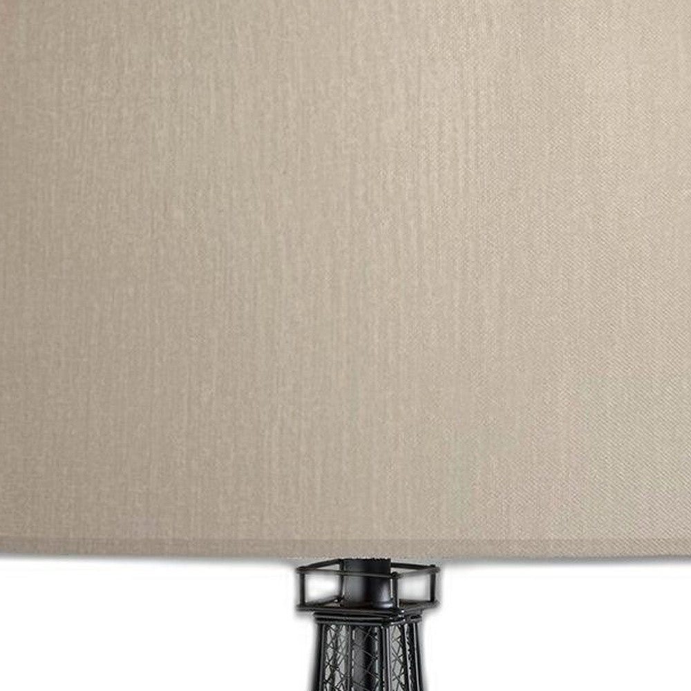 25" Black Acrylic Paris Desk Table Lamp With White Drum Shade - GreatEagleInc