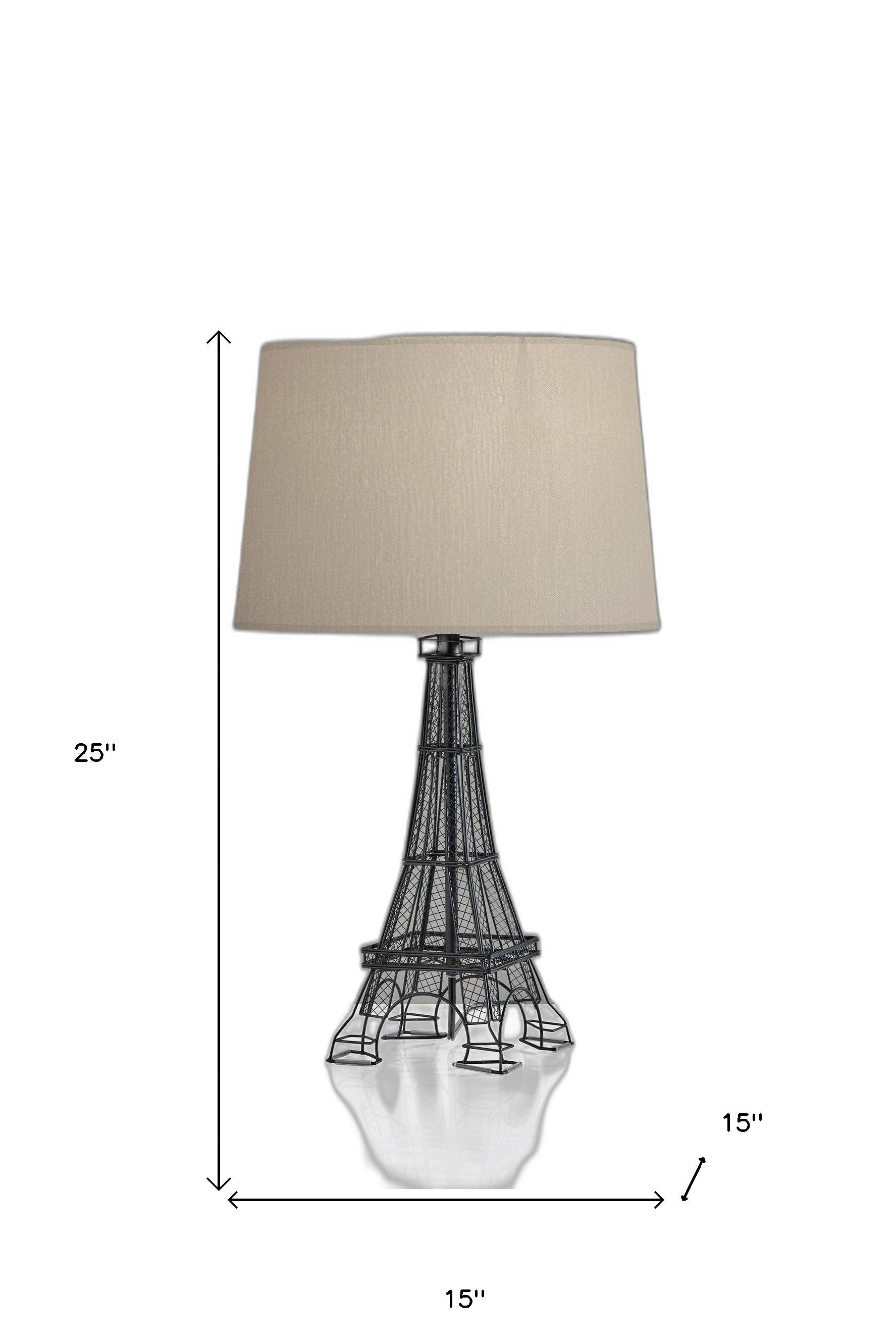 25" Black Acrylic Paris Desk Table Lamp With White Drum Shade - GreatEagleInc