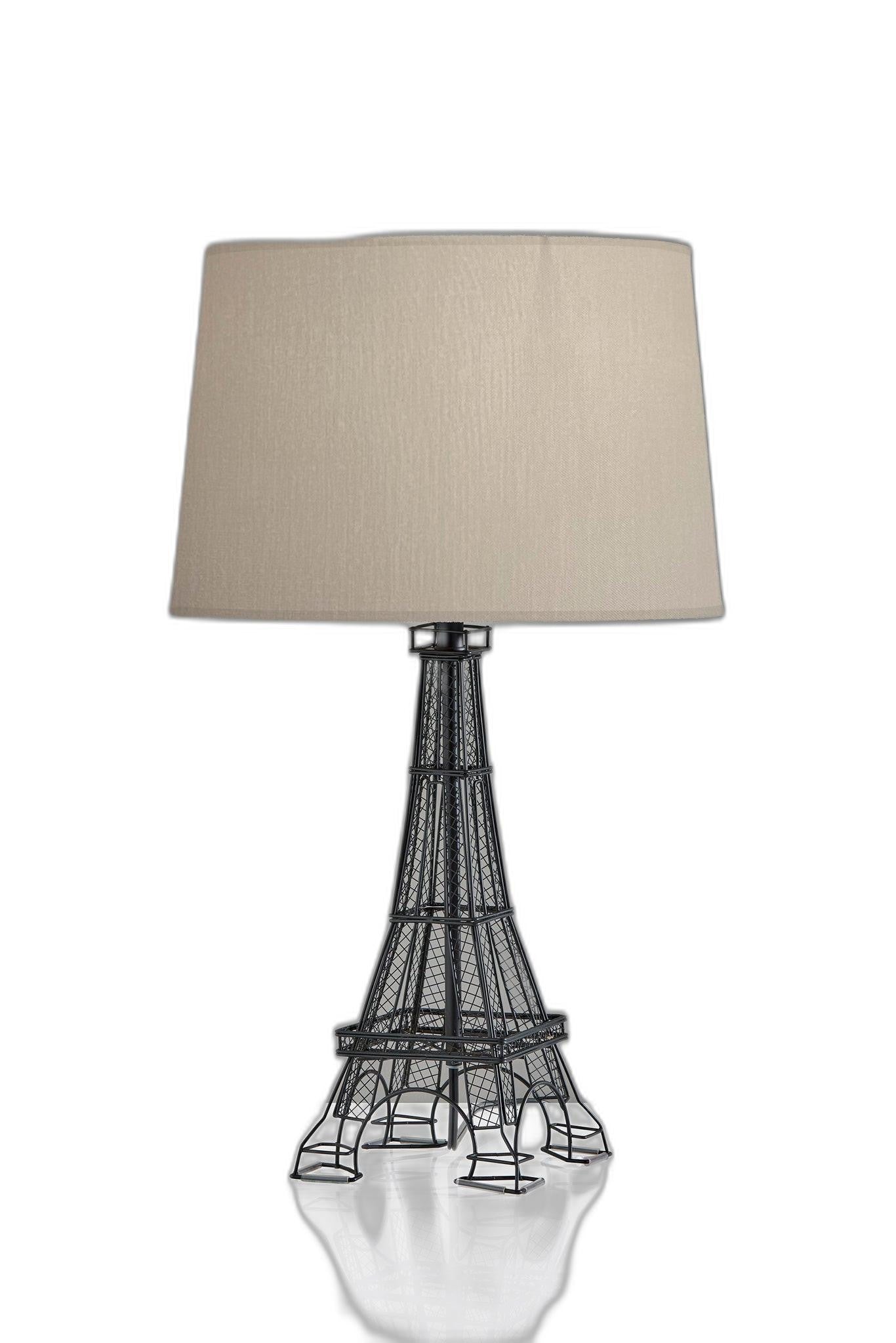 25" Black Acrylic Paris Desk Table Lamp With White Drum Shade - GreatEagleInc