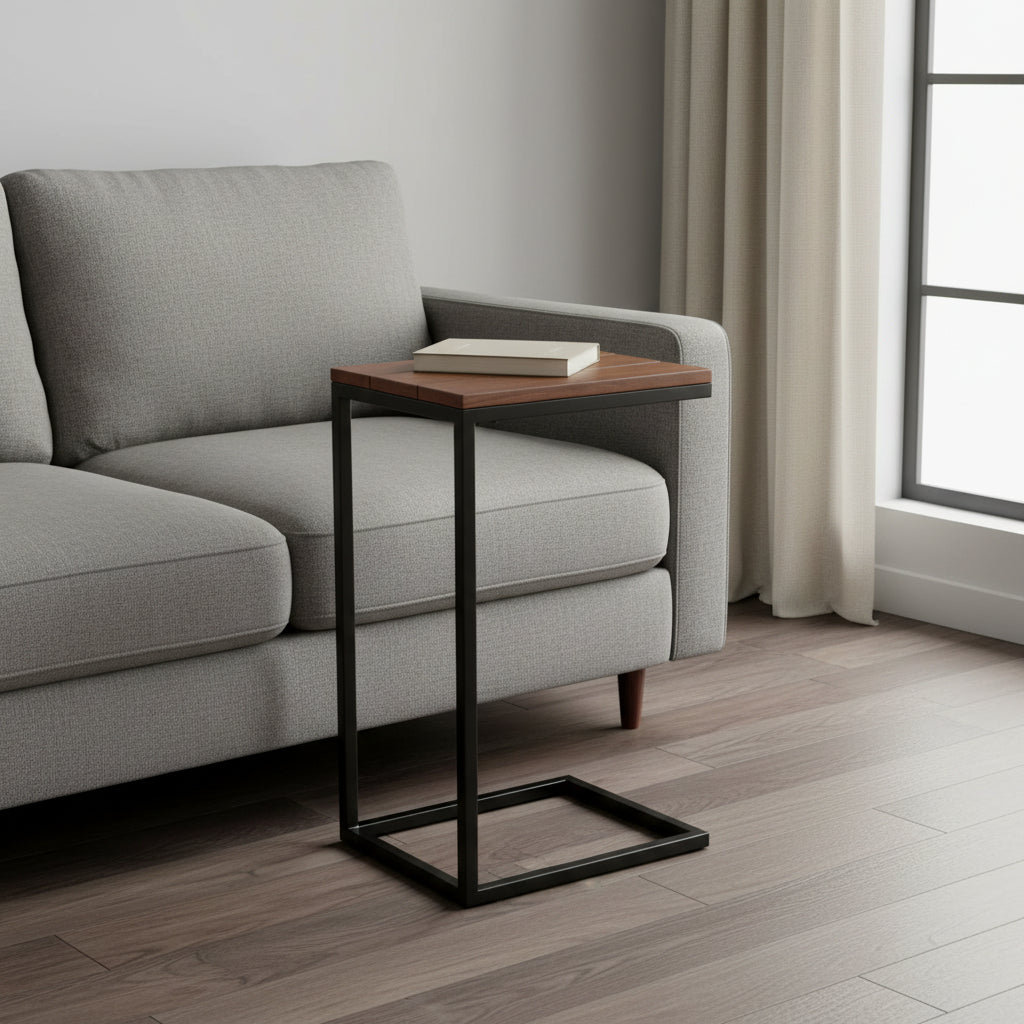 25" Black And Chestnut Solid Wood Rectangular End Table Homeroots Living Room