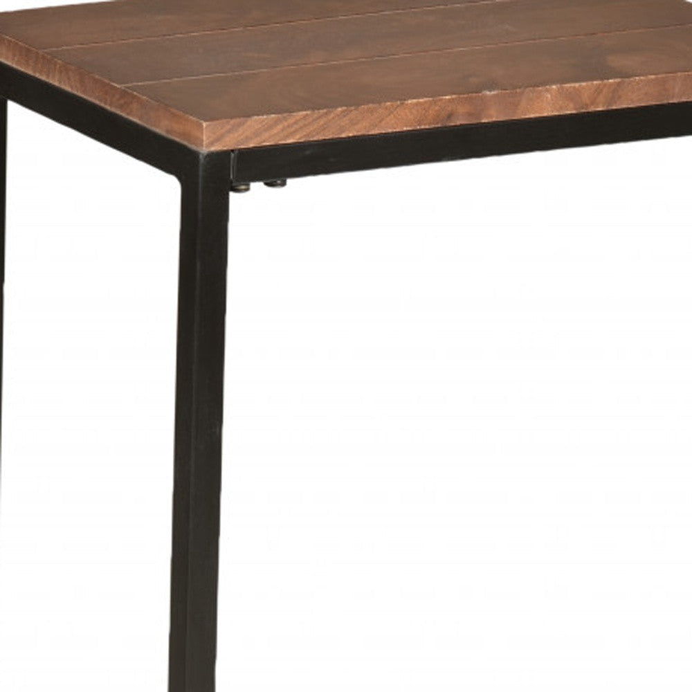 25" Black And Chestnut Solid Wood Rectangular End Table Homeroots Living Room