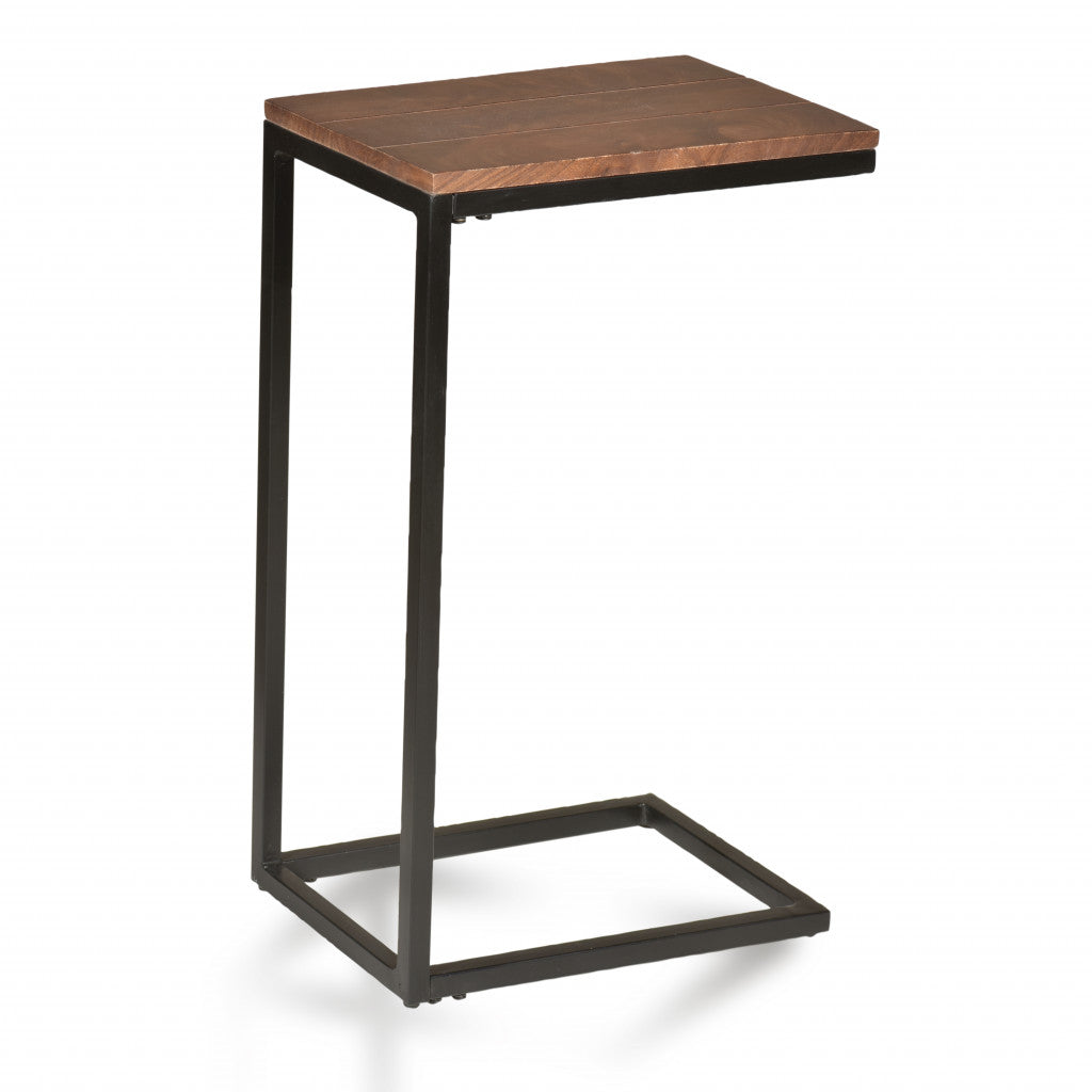 25" Black And Chestnut Solid Wood Rectangular End Table Homeroots Living Room