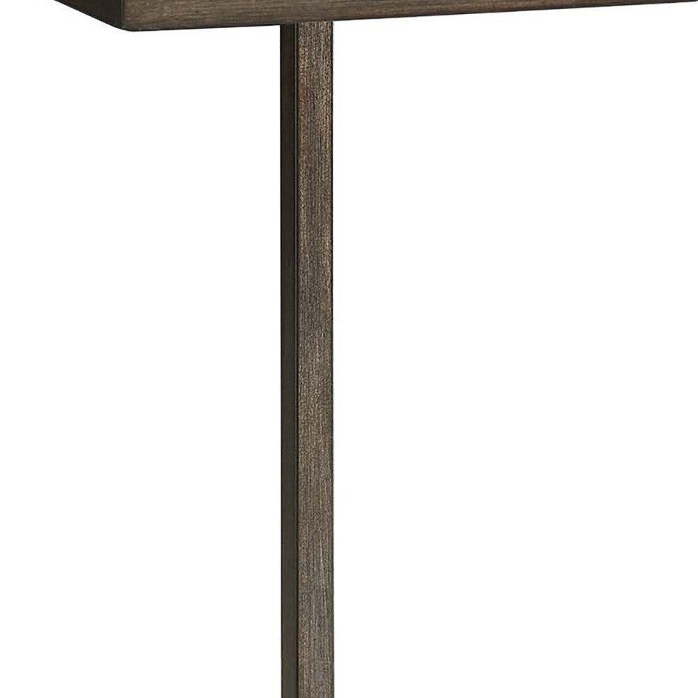 25" Black And Oak Solid Wood Rectangular End Table Homeroots Living Room