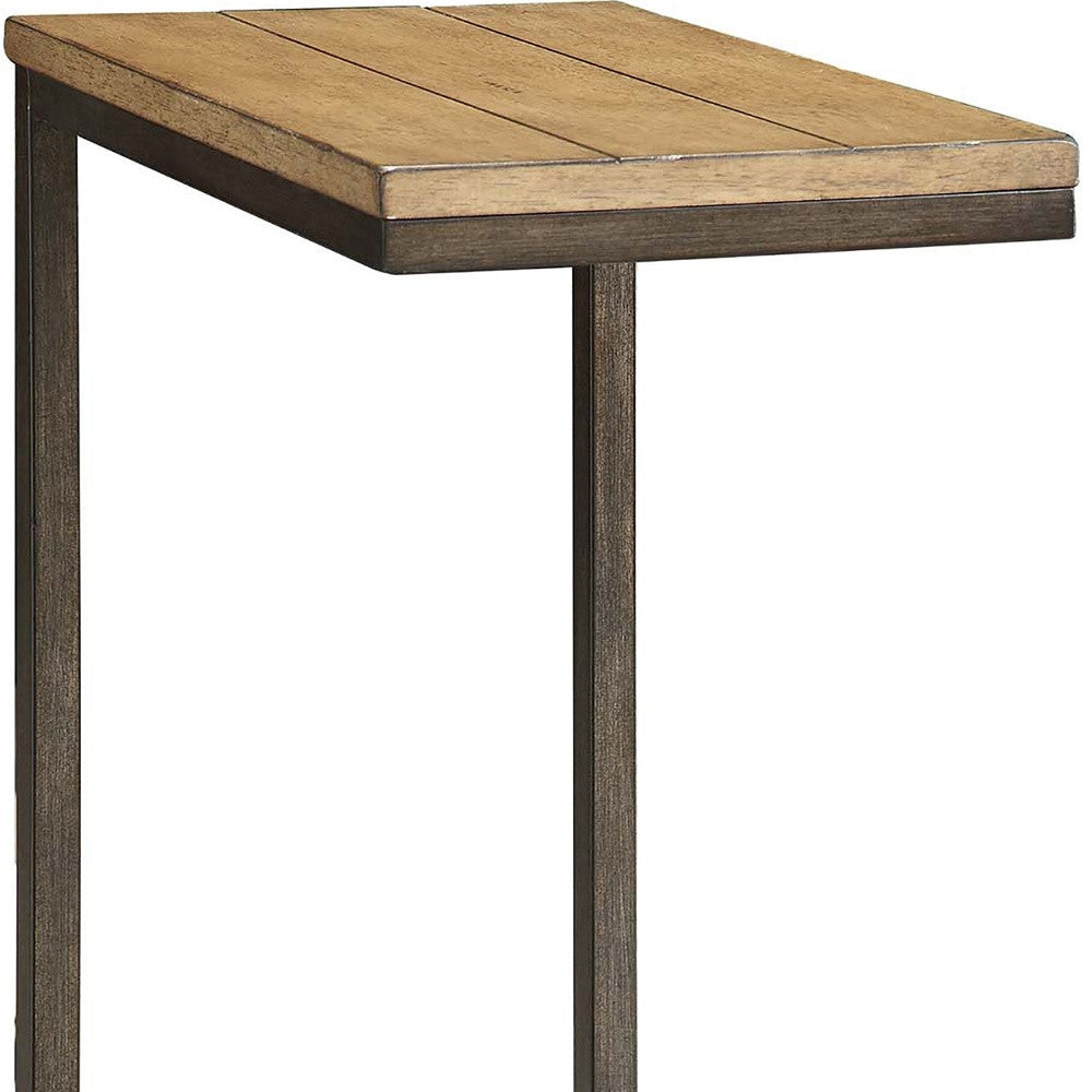 25" Black And Oak Solid Wood Rectangular End Table Homeroots Living Room