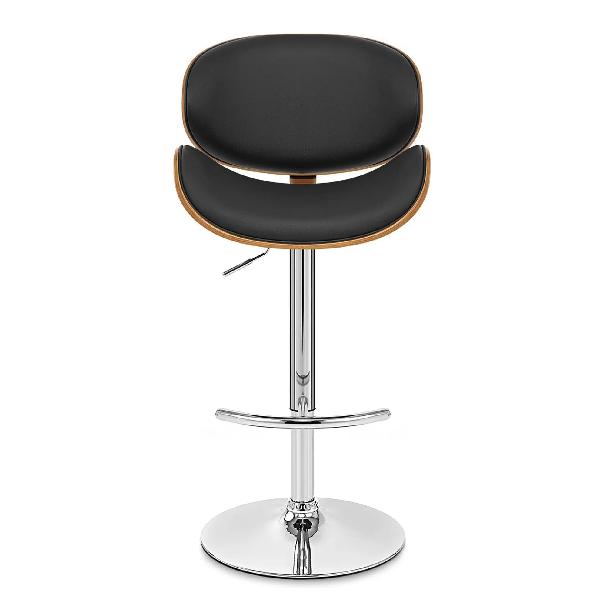 25" Black And Silver Faux Leather And Solid Wood Swivel Low Back Adjustable Height Bar Chair - GreatEagleInc