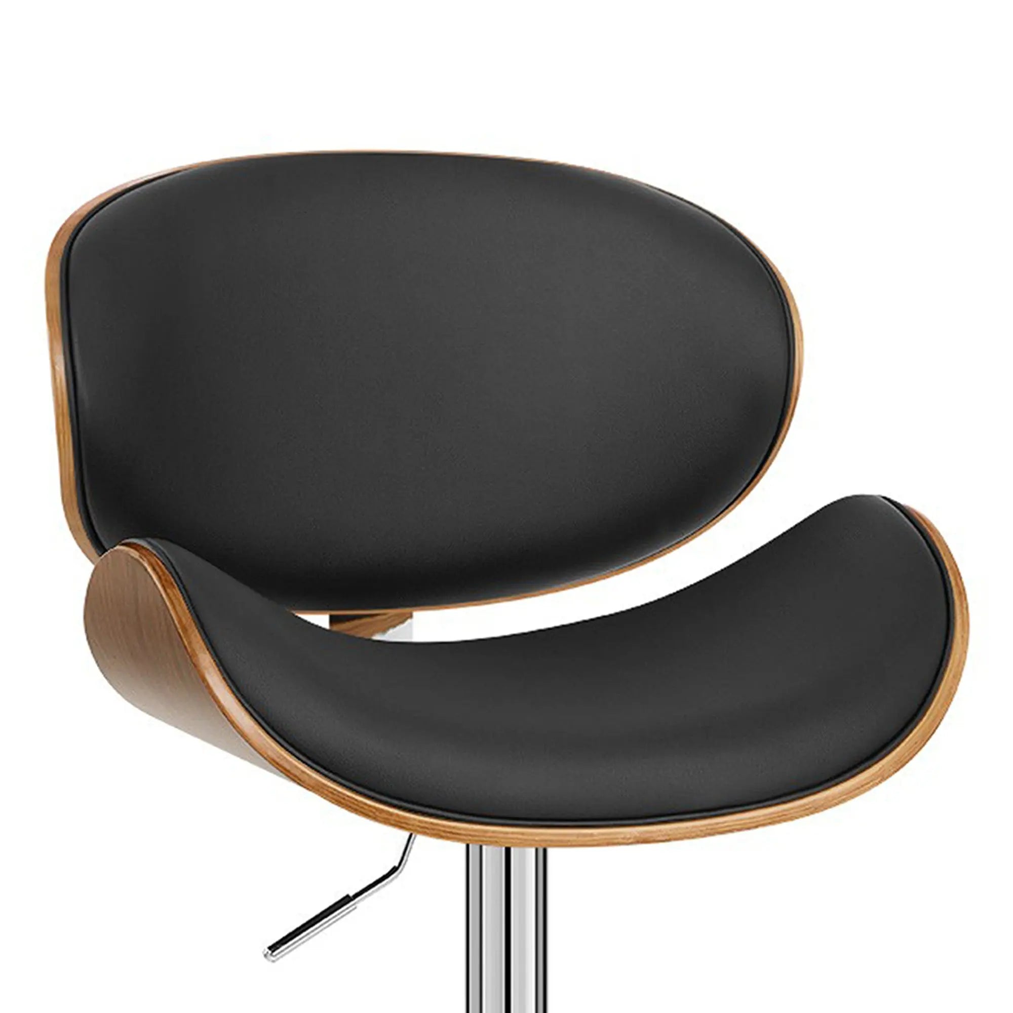 25" Black And Silver Faux Leather And Solid Wood Swivel Low Back Adjustable Height Bar Chair - GreatEagleInc