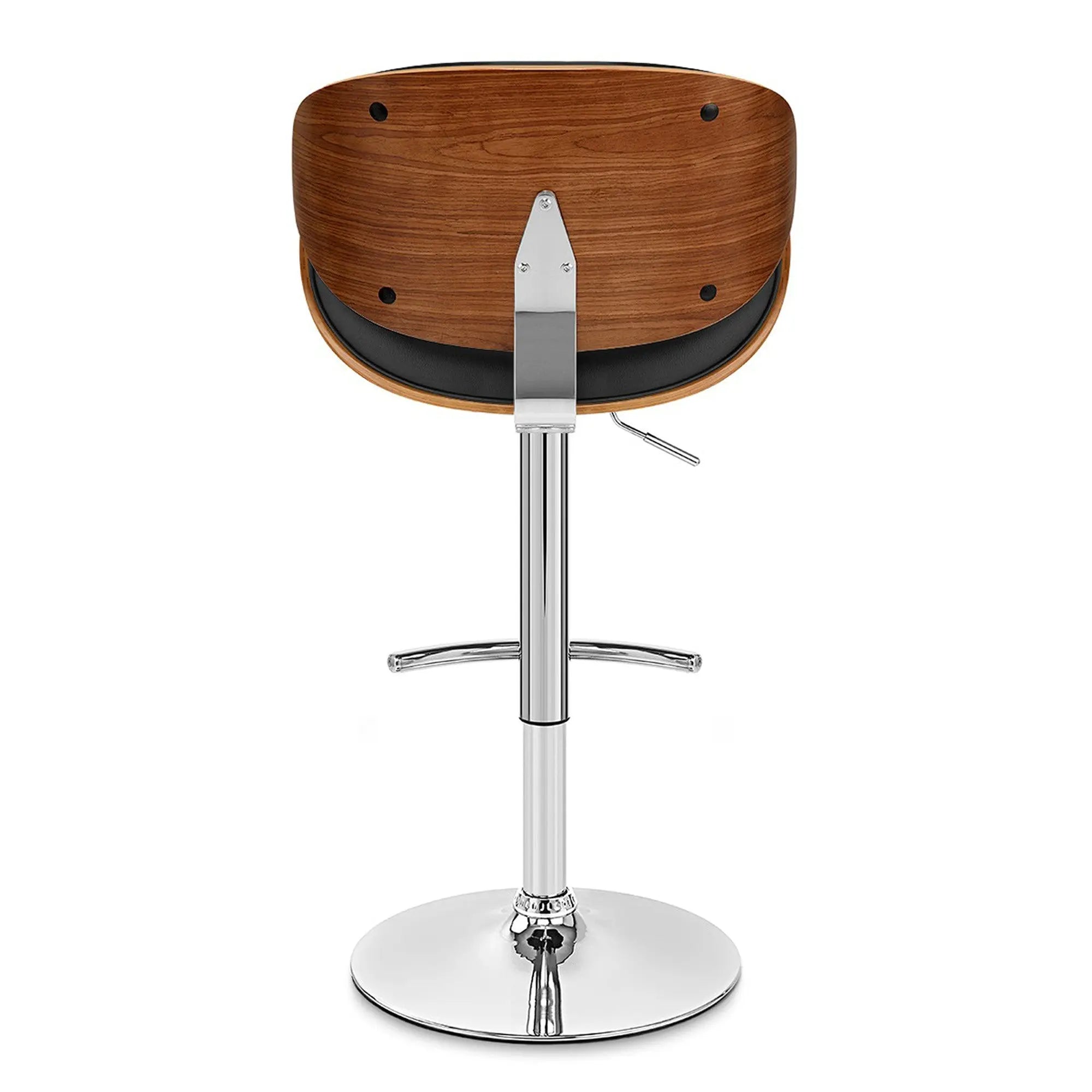 25" Black And Silver Faux Leather And Solid Wood Swivel Low Back Adjustable Height Bar Chair - GreatEagleInc