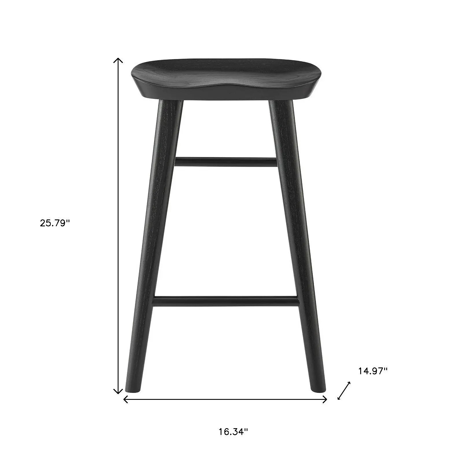 25" Black Solid Wood Backless Counter Height Bar Chair Homeroots Living Room