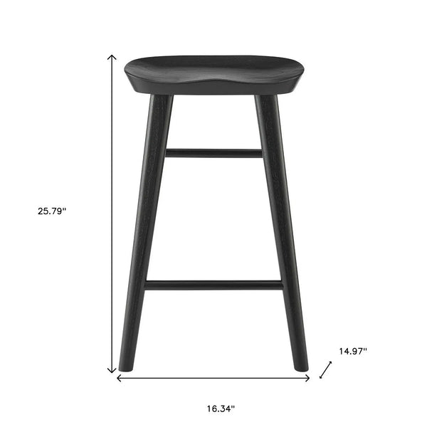 25" Black Solid Wood Backless Counter Height Bar Chair Homeroots Living Room